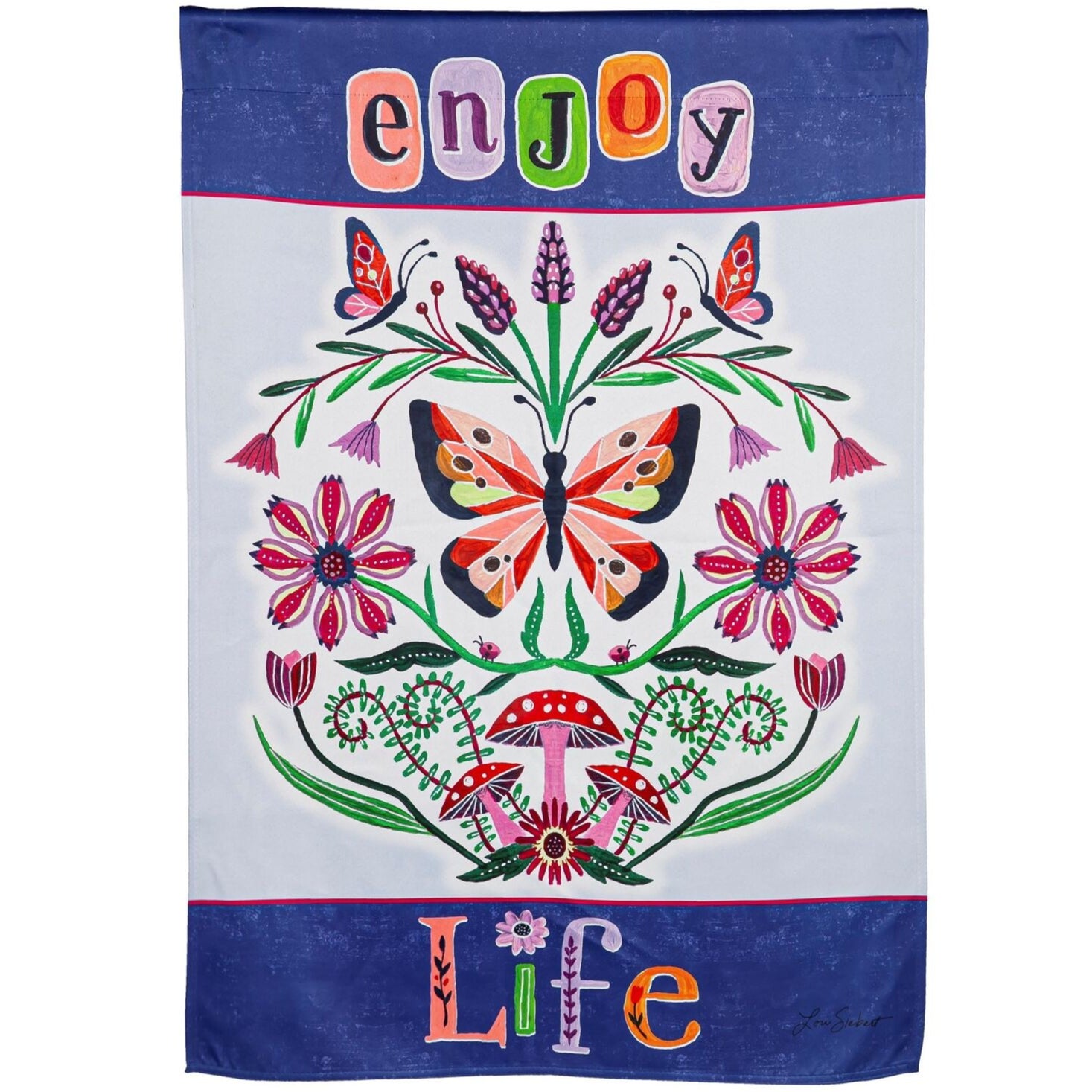 "Enjoy Life" Butterfly Suede House Flag - 29" x 43"