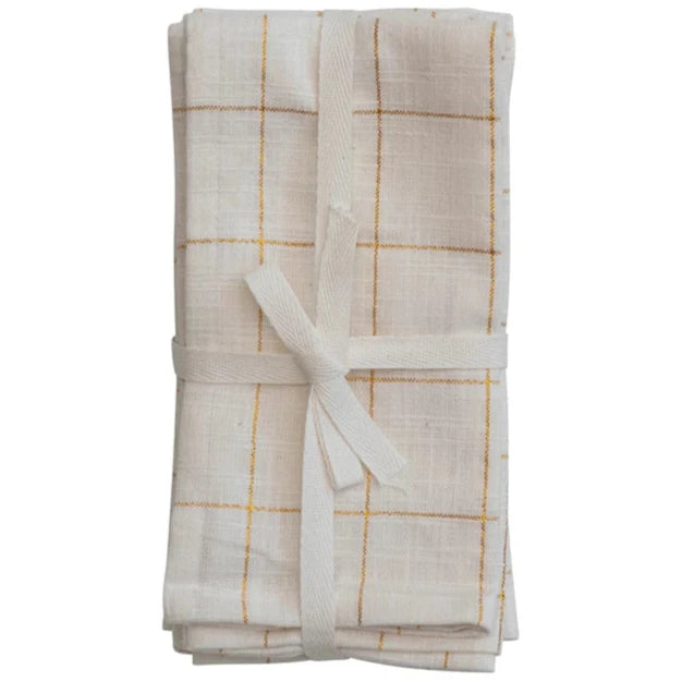 Gold Grid Cotton Napkins - 4 pc.