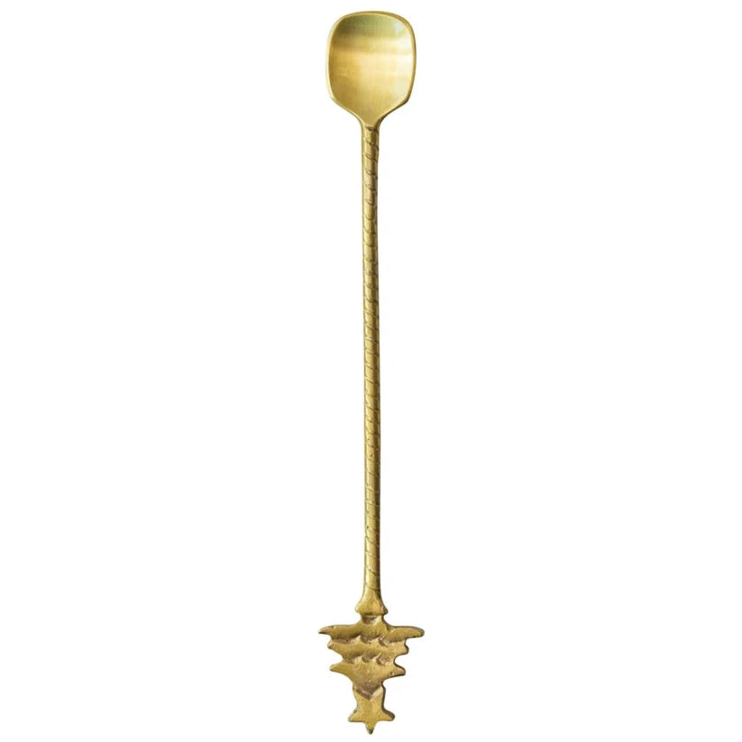 Brass Christmas Tree Cocktail Spoon (Wide) - 9"