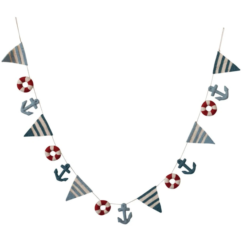 Wool Felt Nautical Anchor Garland - 6'