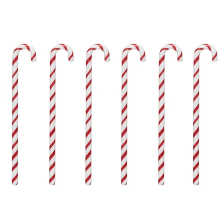 Glass Peppermint Candy Cane Drink Stirring Sticks - 6 pc.