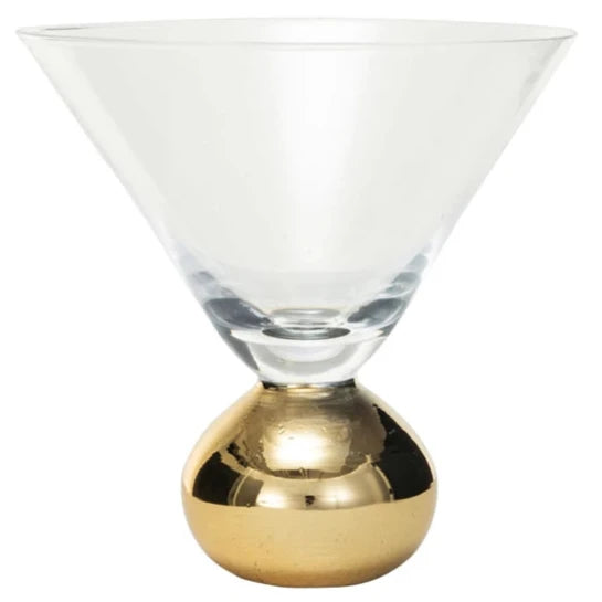 Martini Glass w/ Electroplated Gold Ball Stem - 12 oz.