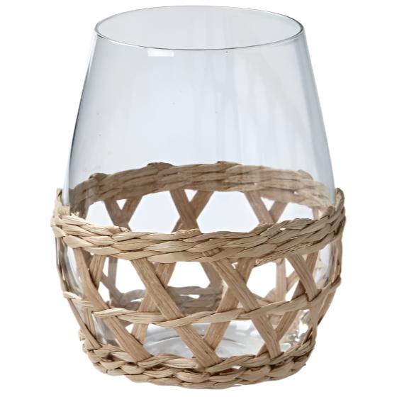 Cattail Straw Lattice Stemless Wine Glass - 16 oz.