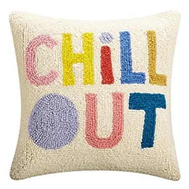 "Chill Out" Wool Hook Pillow - 14" x 14"