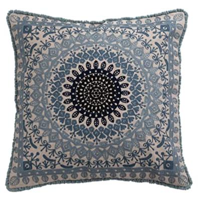 Cotton Embroidered Medallion Throw Pillow - 18" x 18"