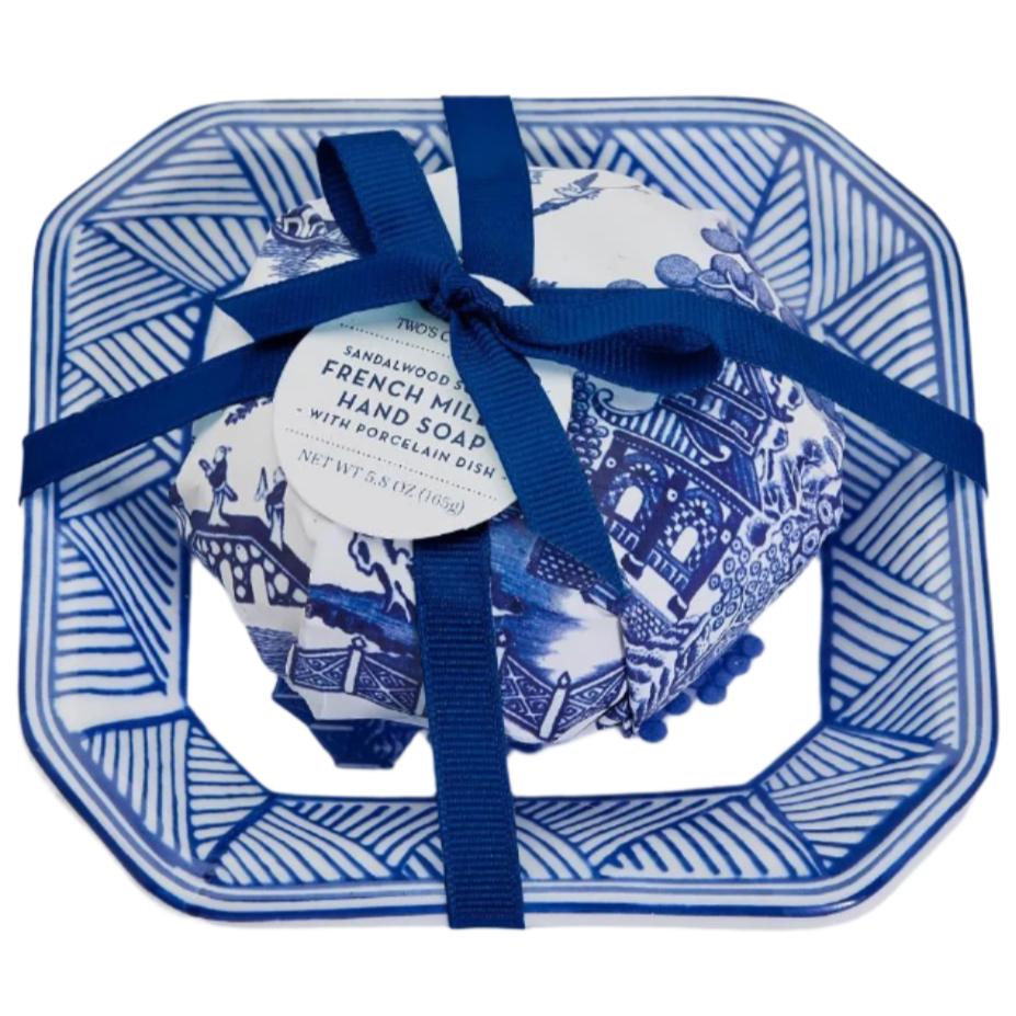 Blue Willow French-Milled Soap w/ Porcelain Tray - 5.8 oz.