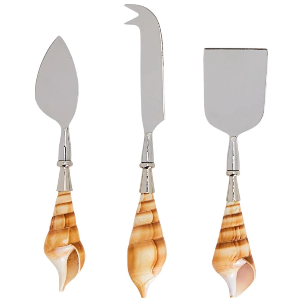 Stainless Steel Seashell Handle Cheese Knives - 3 pc.