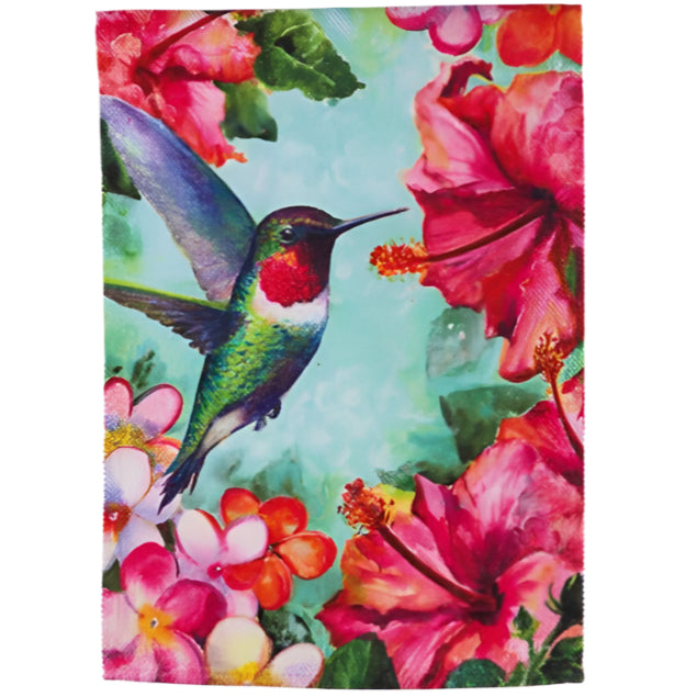 Hummingbird & Hibiscus Textured Suede House Flag - 29" x 43"