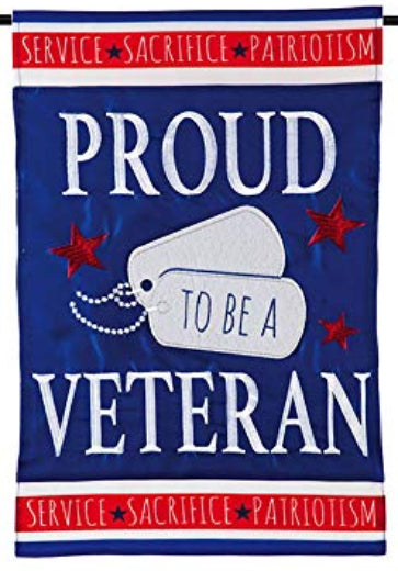 "Proud Veteran" Applique Garden Flag - 12.5" x 18"