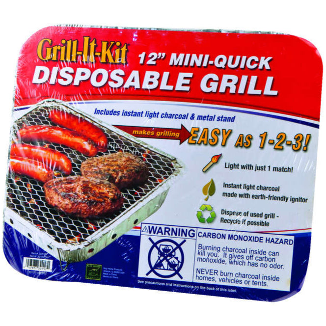 Grill-It-Kit Disposable Camping Grill Kit - 12"