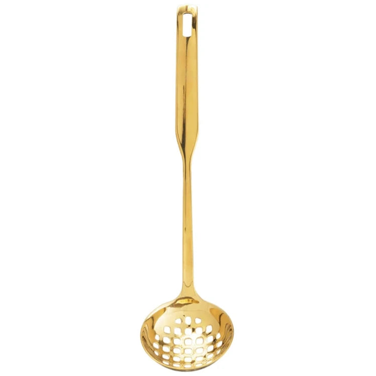 Gold Electroplated Stainless Steel Slotted Ladle - 10.25"