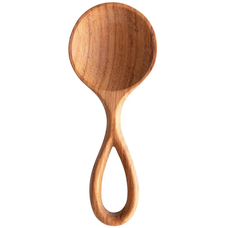 Hand-Carved Doussie Wood Kitchen Spoon - 5"