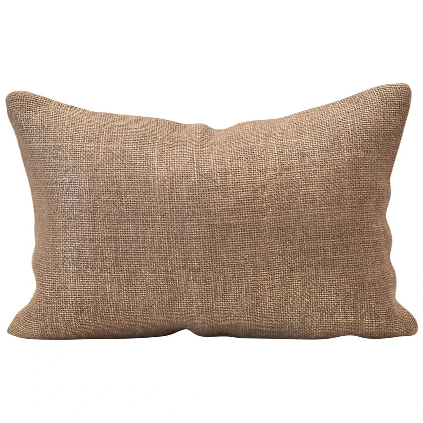 Jute & Cotton Lumbar Pillow w/ Metallic Thread - 14" x 9.5"