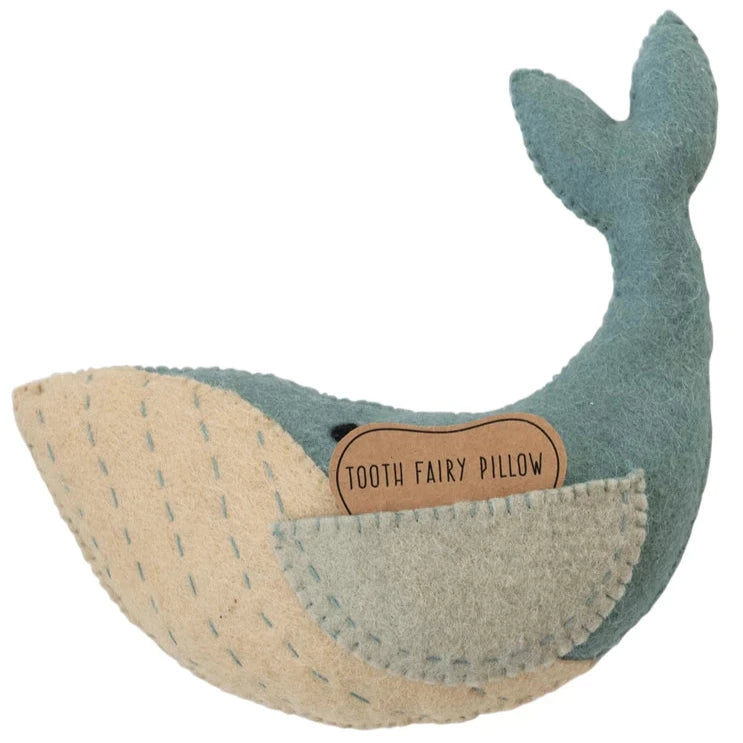 Wool Whale Tooth Fairy Pillow - 10" x 7"