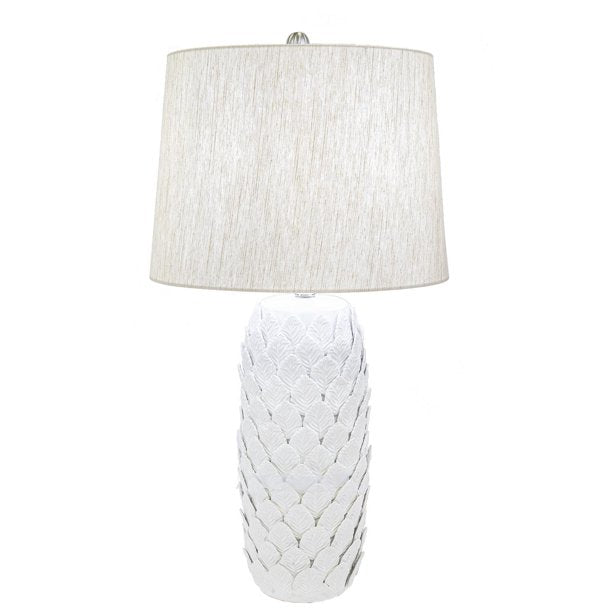 Ivory Embossed Layered Leaf Table Lamp